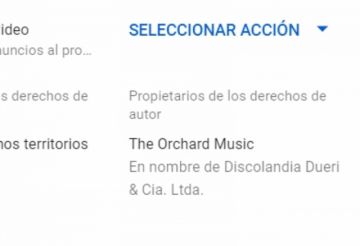 Así sale el mensaje en YouTube: dice "derechos de autor"