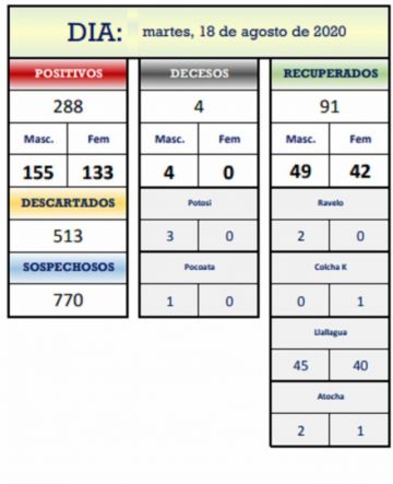 Reporte departamental del Sedes Potosí