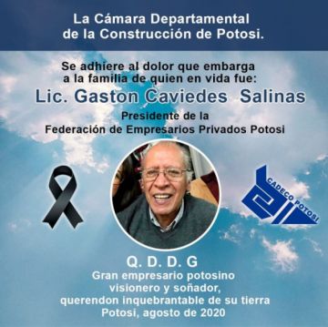 Condolencias por su partida en la página de Facebook del empresariado potosino