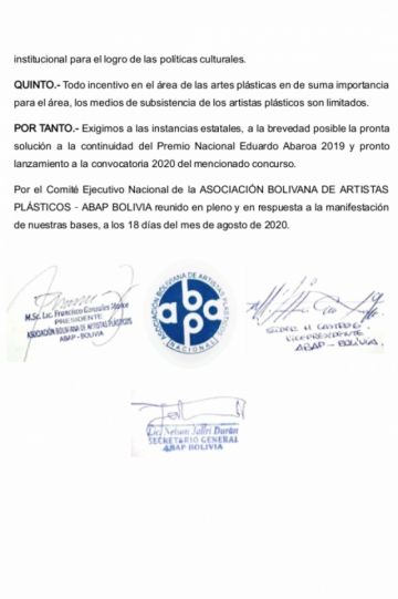 Pronunciamiento del sector artístico