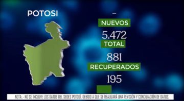 Potosí en el reporte del Ministerio de Salud (no se incluye los datos del Sedes Potosí debido a que se realizará una revisión y conciliación de datos)