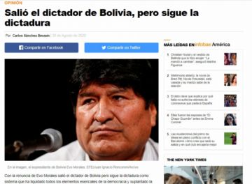 "Salió el dictador de Bolivia, pero sigue la dictadura", así titula Carlos Sánchez Berzain su columna de opinión en un medio extranjero