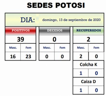 Reporte departamental del Sedes Potosí