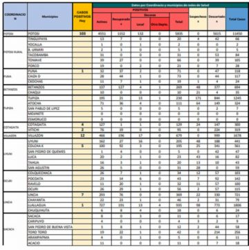 Reporte departamental del Sedes Potosí