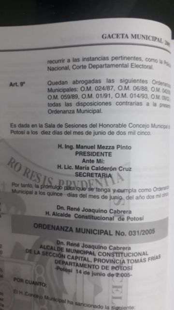 La Ordenanza  Municipal.