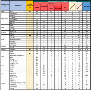 Reporte departamental del Sedes Potosí
