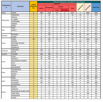 Reporte departamental del Sedes Potosí