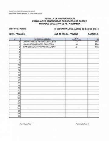 Listas tras el sorteo de cupos ayer. DIRECCIÓN DISTRITAL DE EDUCACIÓN