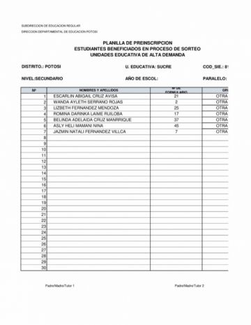 Listas tras el sorteo de cupos ayer. DIRECCIÓN DISTRITAL DE EDUCACIÓN