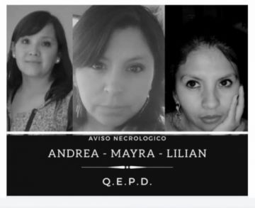 El necrológico con las tres fallecidas.