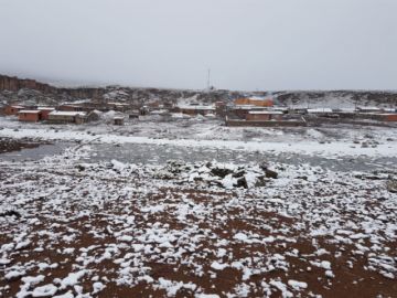 Los comunarios, cerca de 60 familias, tienen animalitos afectados por la nevada.