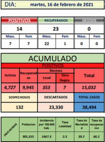 Reporte departamental del Sedes Potosí
