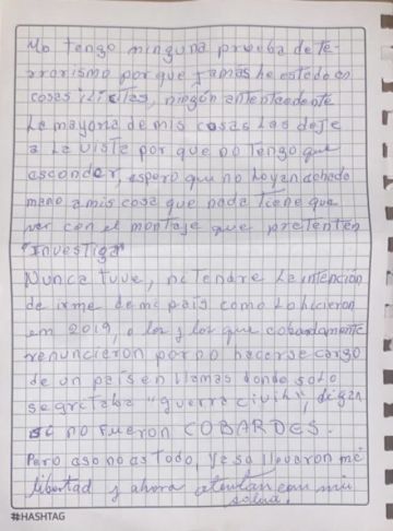 La exmandataria escribió una carta.