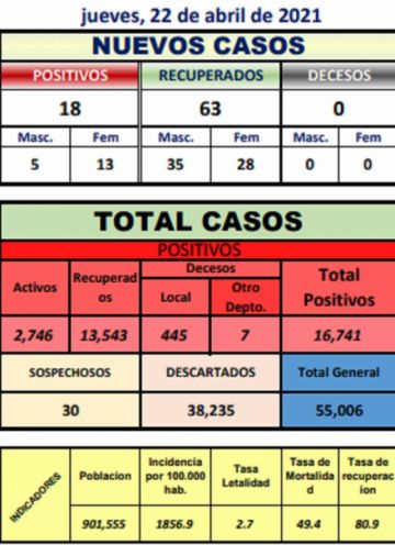 Reporte departamental del Sedes Potosí