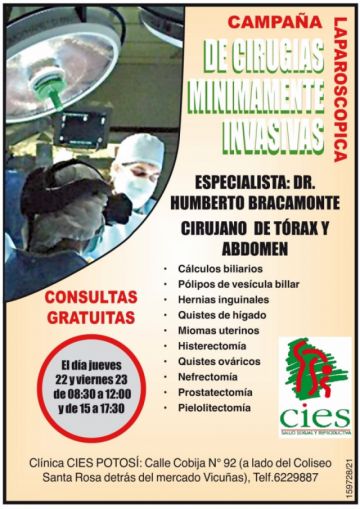 Cies desarrolla campaña gratuita de consultas para cirugía abdominal