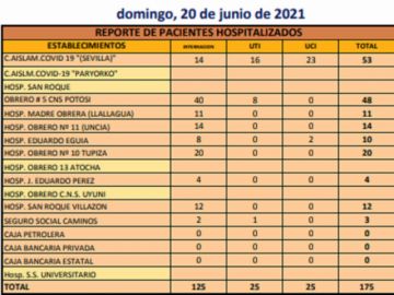 Reporte departamental del Sedes Potosí