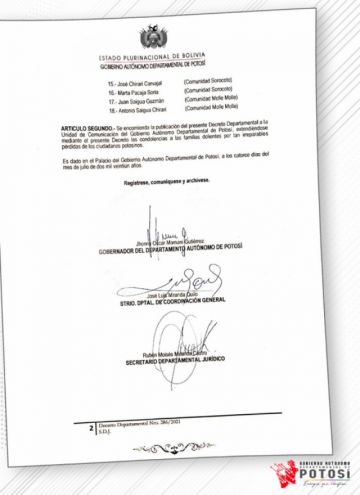 El decreto departamental