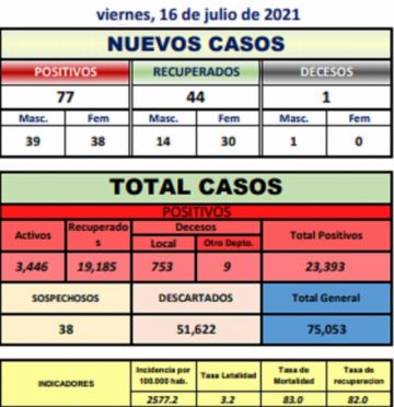 Reporte departamental del Sedes Potosí