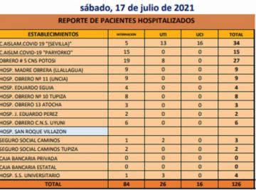 Reporte departamental del Sedes Potosí