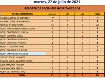 Reporte departamental del Sedes Potosí