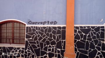 Las paredes de varios edificios ayer por la mañana.