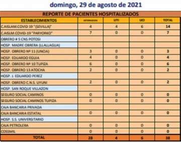 Reporte departamental del Sedes Potosí