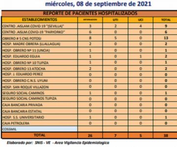 Reporte departamental del Sedes Potosí