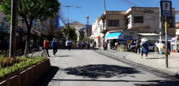 Panorama del paro cívico en la ciudad de Potosí.