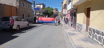 Panorama del paro cívico en la ciudad de Potosí.