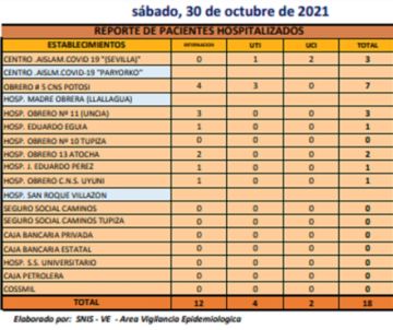 Reporte departamental del Sedes Potosí