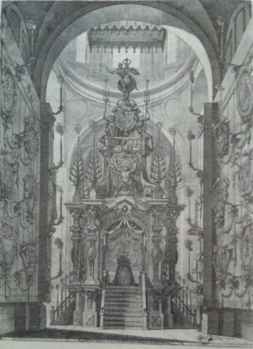 José Benito Churriguera (traza). Catafalco de María Luisa de Orleán en la Encarnación. 1689.