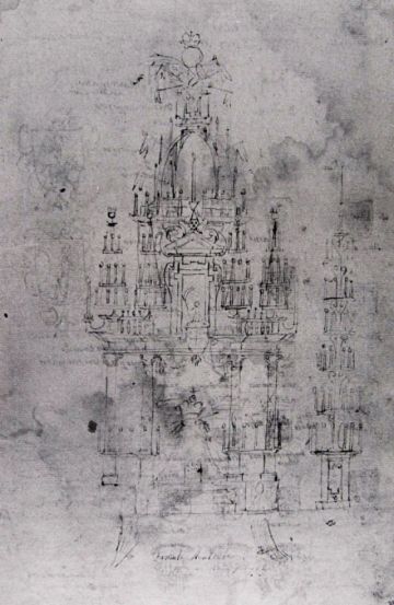 Sebastián de Herrera. Túmulo de Felipe IV. dibujo. Archivo Histórico Nacional.