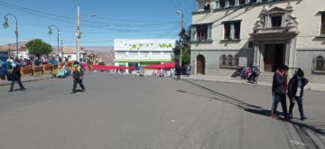 Panorama de la ciudad de Potosí la mañana del lunes 8 de noviembre, primer día de paro cívico indefinido