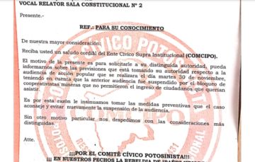 La carta de Comcipo, en detalle.