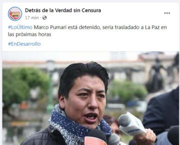 El mensaje publicado en la cuenta de Detrás de la Verdad.