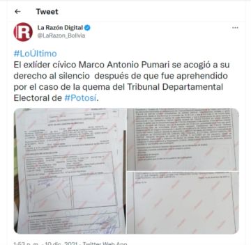 El mensaje de La Razón.