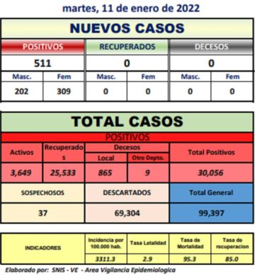 Reporte departamental del Sedes Potosí