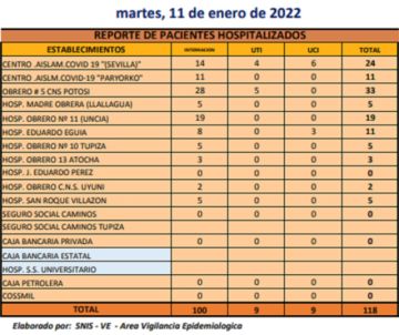 Reporte departamental del Sedes Potosí