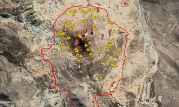 ROJO: hundimientos reportados por la Comibol; AMARILLO: hundimientos sin reportar. 