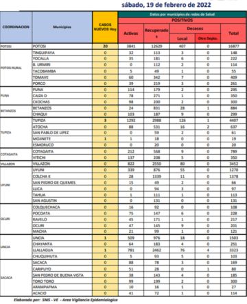 Reporte departamental del Sedes Potosí