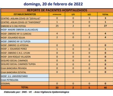 Reporte departamental del Sedes Potosí