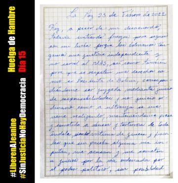 Carta de la exmandataria.