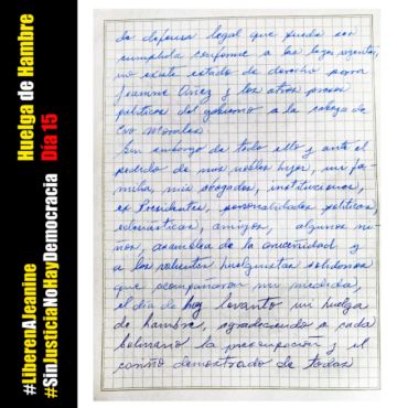 Carta de la exmandataria.
