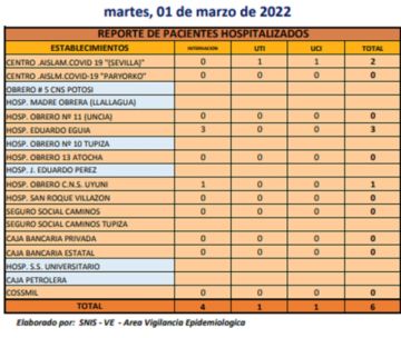 Reporte departamental del Sedes Potosí