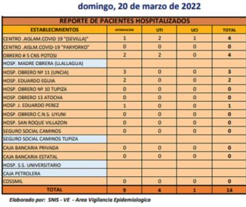 Reporte departamental del Sedes Potosí