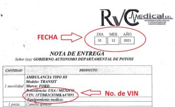 La identificación del vehículo con su número VIN.