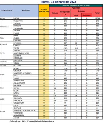 Reporte departamental del Sedes Potosí