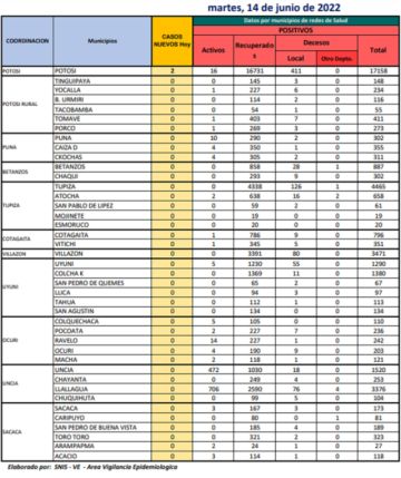 Reporte departamental del Sedes Potosí