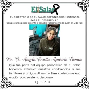 Sus compañeros de trabajo expresaron su pesar por la pérdida de la comunicadora.