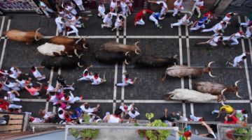 Los extranjeros vuelven a correr delante de los toros en la gran fiesta de San Fermín